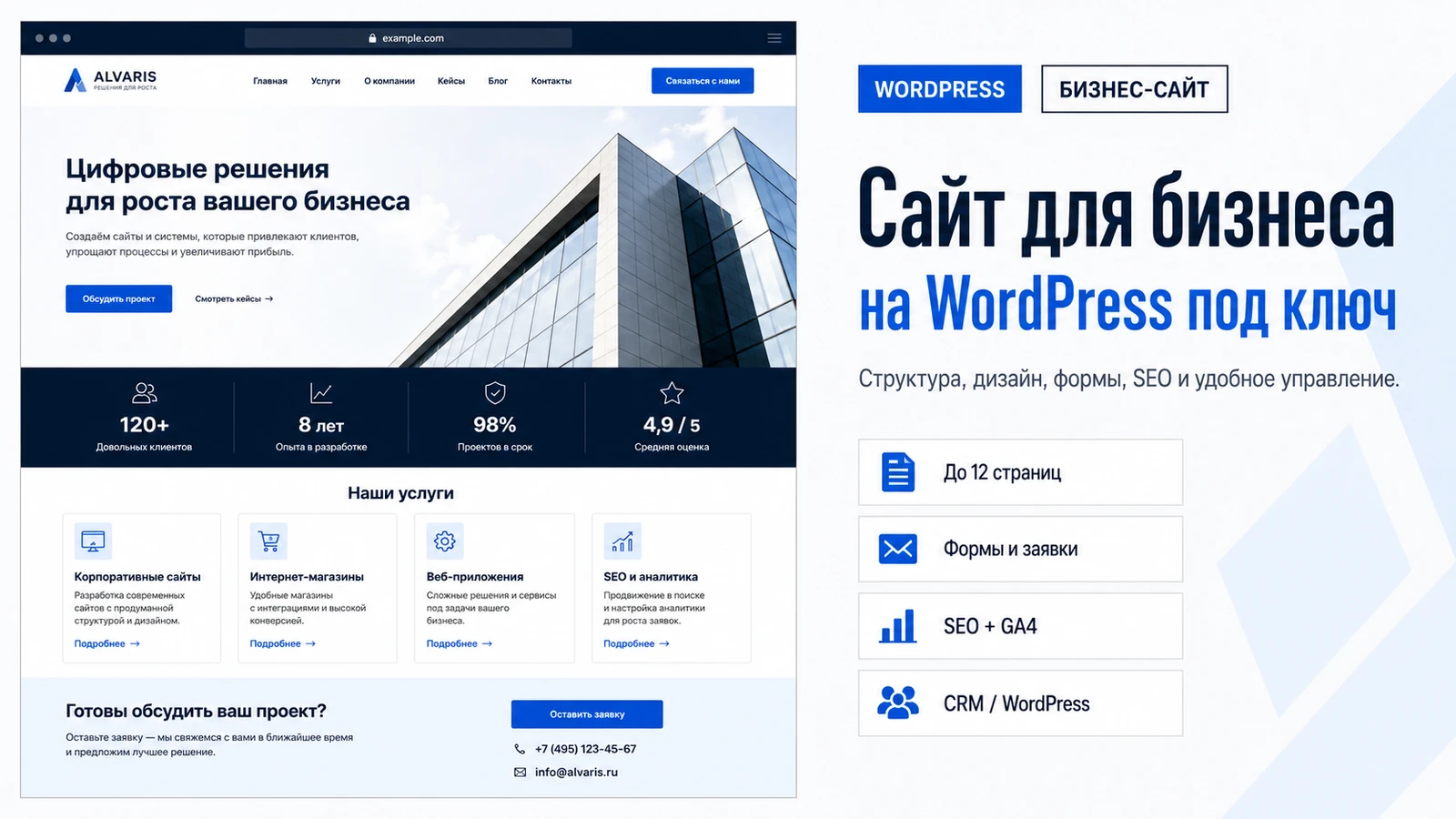 Сайт для бизнеса на WordPress под ключ
