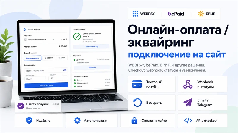 Подключение онлайн-оплаты и эквайринга на сайт