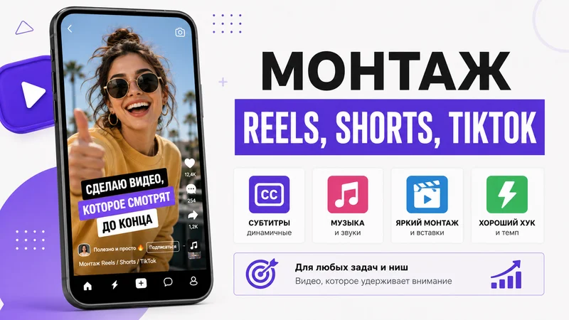 Смонтирую динамичные Reels, Shorts и TikTok
