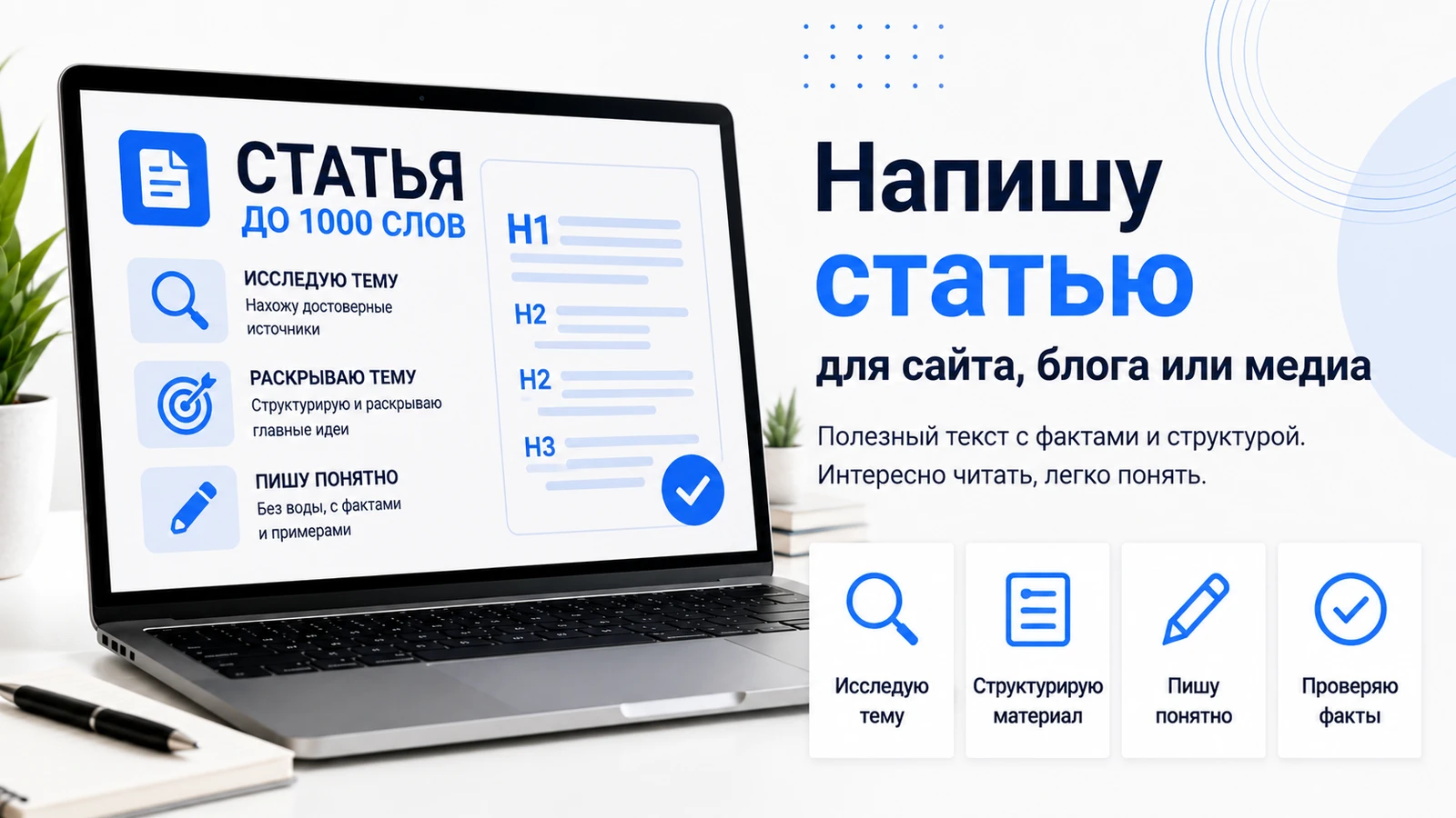 Напишу статью для сайта, блога или медиа