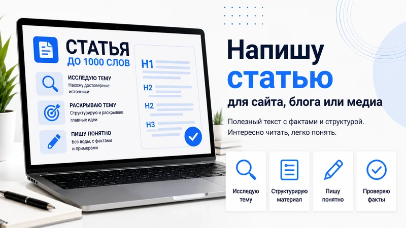 Напишу статью для сайта, блога или медиа
