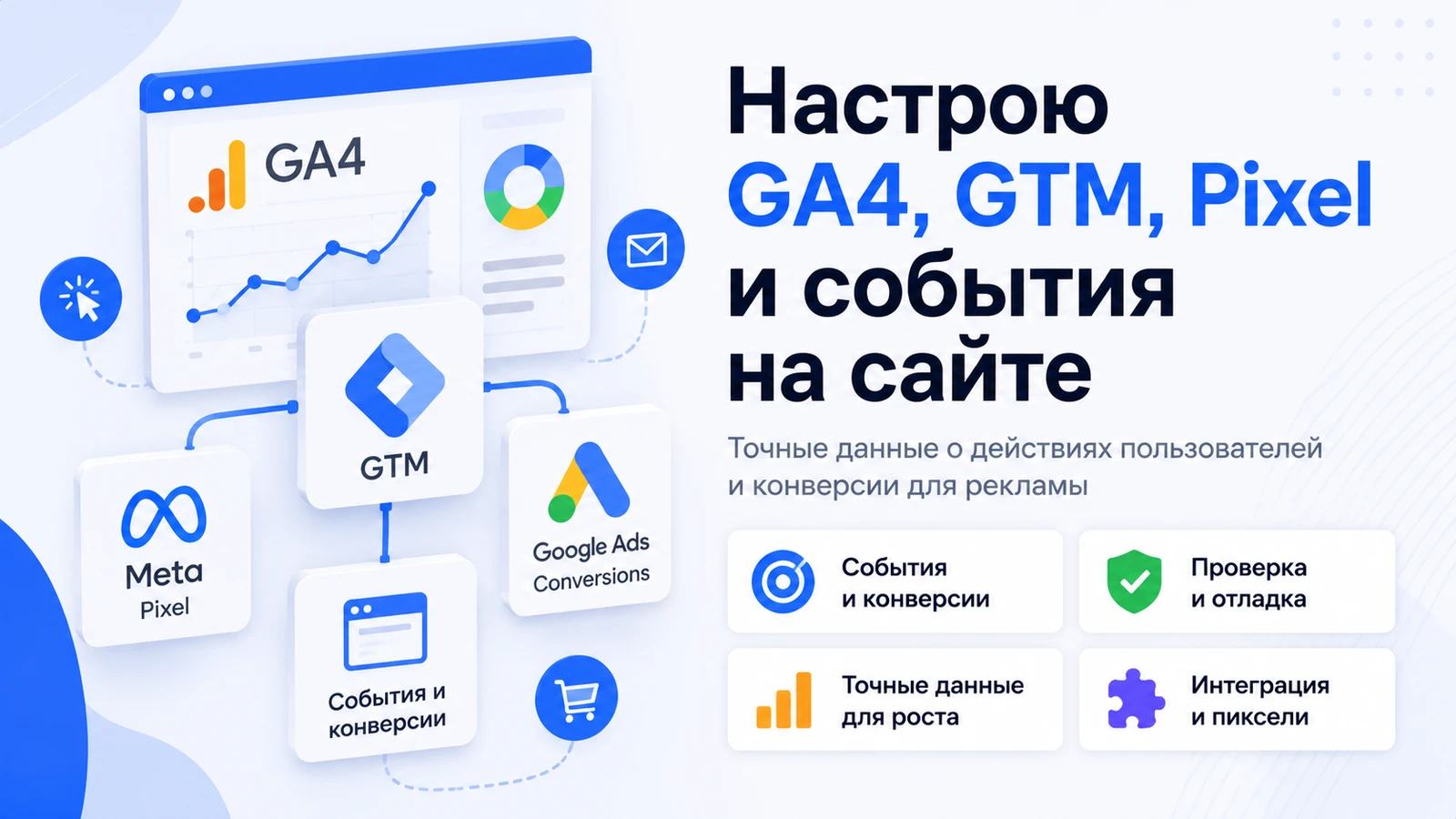 Настрою GA4, GTM, Pixel и события на сайте