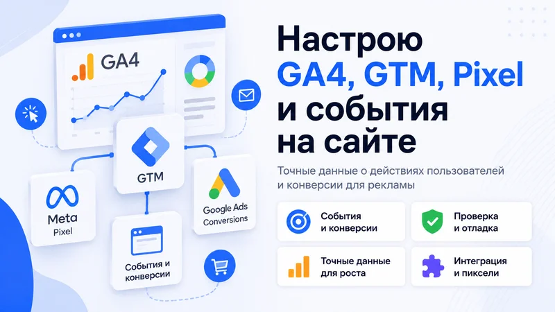 Настрою GA4, GTM, Pixel и события на сайте