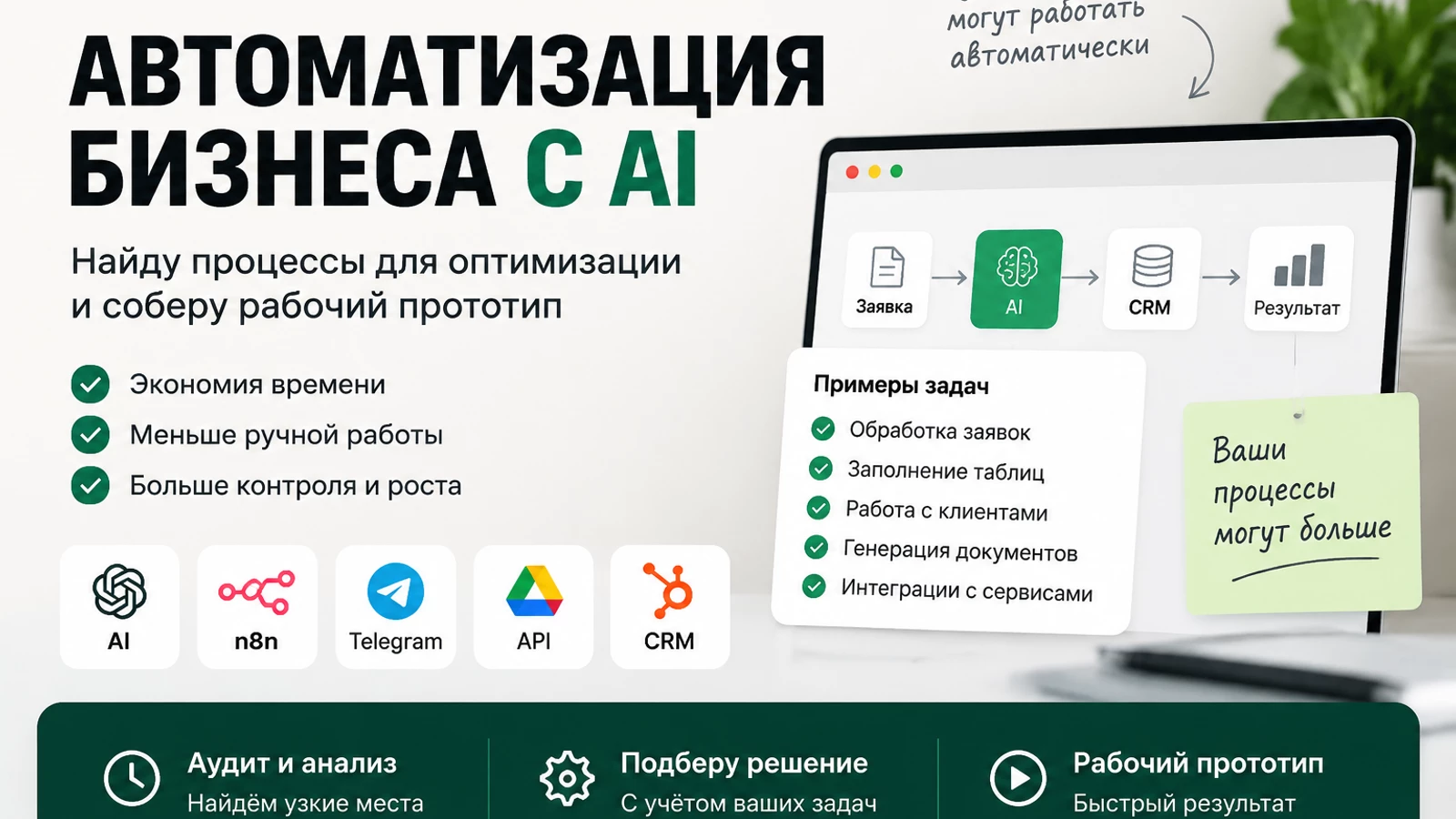 Автоматизация бизнеса с AI: найду процессы и соберу решение